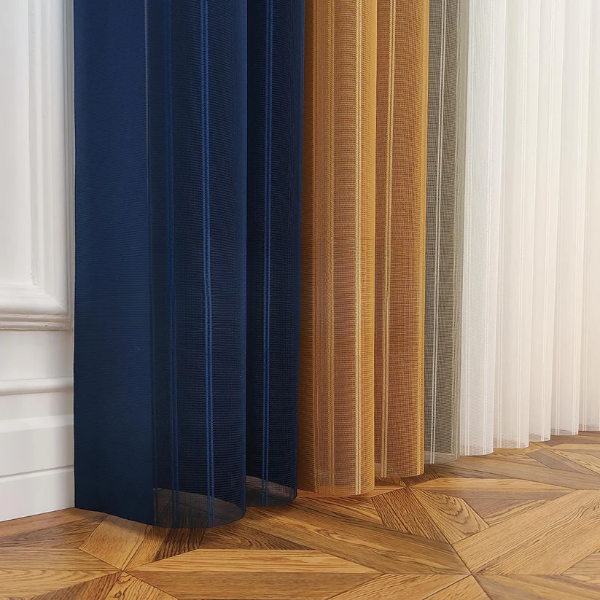 Petrol Mavisi, Hardal Sarısı ve Bej Renkli Çizgili Dikey Tül Perde DT_33_16_09_02 - Görsel 10