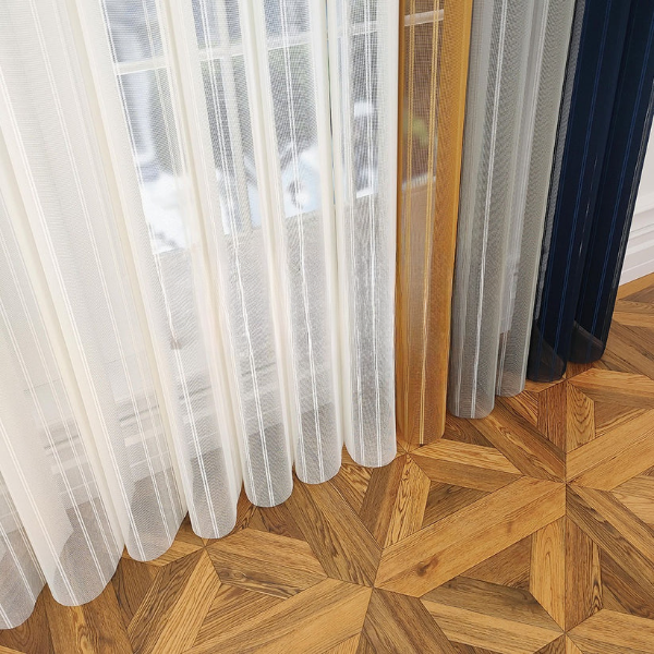 Petrol Mavisi, Açık Gri ve Hardal Sarısı Renkli Çizgili Dikey Tül Perde DT_33_12_16_02 - Görsel 11