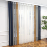 Petrol Mavisi, Açık Gri ve Hardal Sarısı Renkli Çizgili Dikey Tül Perde DT_33_12_16_02 - Görsel 12