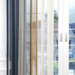 Petrol Mavisi, Açık Gri ve Hardal Sarısı Renkli Çizgili Dikey Tül Perde DT_33_12_16_02 - Görsel 5