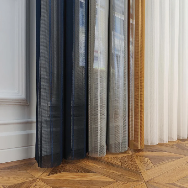 Petrol Mavisi, Açık Gri ve Hardal Sarısı Renkli Çizgili Dikey Tül Perde DT_33_12_16_02 - Görsel 9