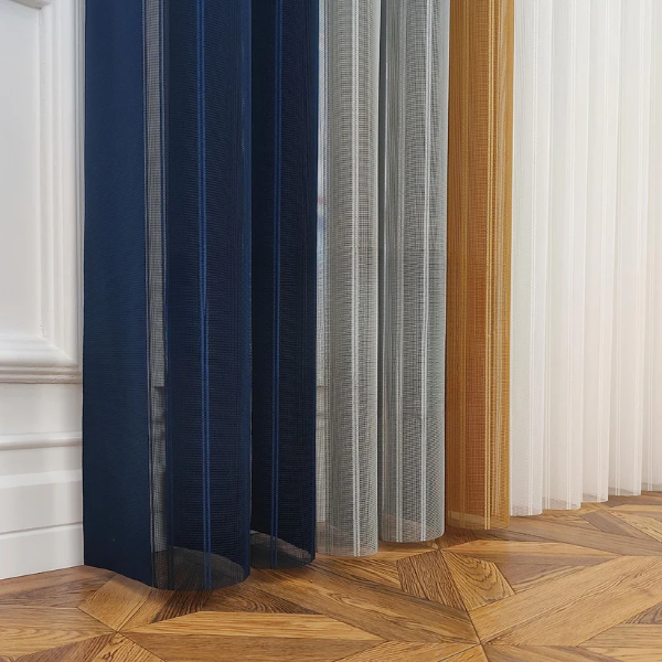 Petrol Mavisi, Açık Gri ve Hardal Sarısı Renkli Çizgili Dikey Tül Perde DT_33_12_16_02 - Görsel 10