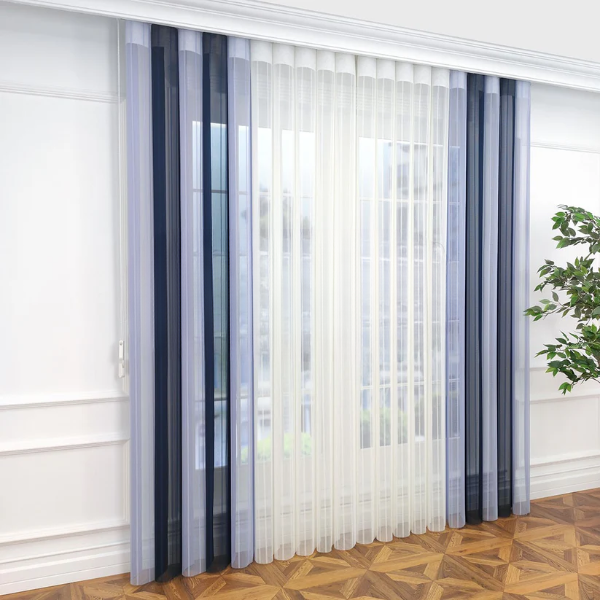Petrol Mavisi ve Bebe Mavisi Renkli Çizgili Dikey Tül Perde DT_33_30_02 - Görsel 12