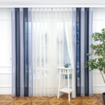 Petrol Mavisi ve Bebe Mavisi Renkli Çizgili Dikey Tül Perde DT_33_30_02 - Görsel 4