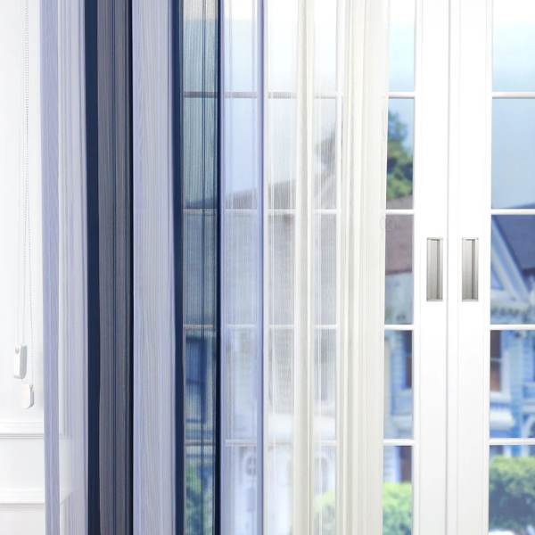 Petrol Mavisi ve Bebe Mavisi Renkli Çizgili Dikey Tül Perde DT_33_30_02 - Görsel 5