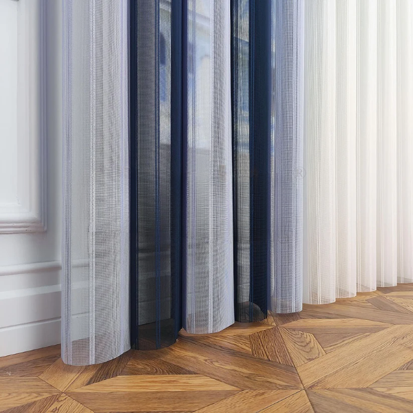 Petrol Mavisi ve Bebe Mavisi Renkli Çizgili Dikey Tül Perde DT_33_30_02 - Görsel 9