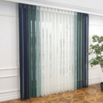 Petrol Mavisi, Kına Yeşili ve Mentol Yeşili Renkli Çizgili Dikey Tül Perde DT_33_27_25_02 - Görsel 12