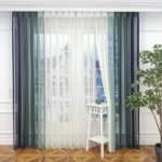 Petrol Mavisi, Kına Yeşili ve Mentol Yeşili Renkli Çizgili Dikey Tül Perde DT_33_27_25_02 - Görsel 4