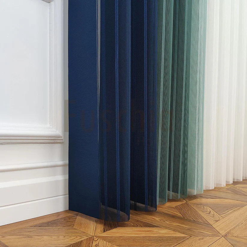 Petrol Mavisi, Kına Yeşili ve Mentol Yeşili Renkli Çizgili Dikey Tül Perde DT_33_27_25_02 - Görsel 10