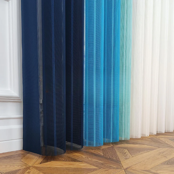 Petrol Mavisi, Mavi ve Mint Yeşili Renkli Çizgili Dikey Tül Perde DT_33_31_26_02 - Görsel 10
