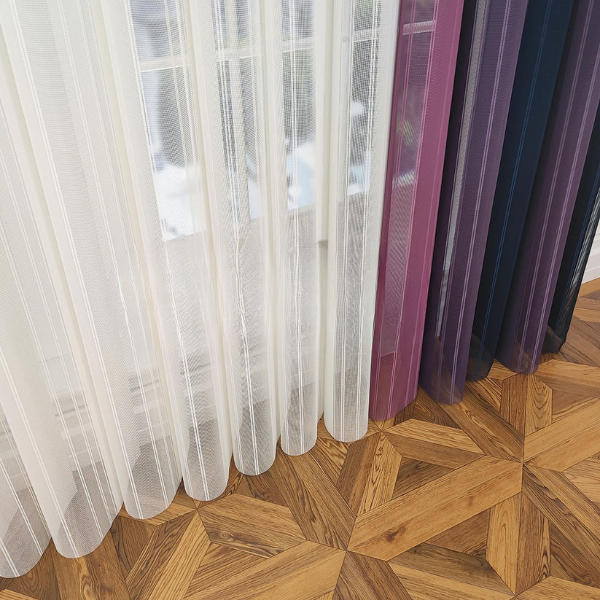 Petrol Mavisi, Mor ve Gül Kurusu Renkli Çizgili Dikey Tül Perde DT_33_23_21_02 - Görsel 11