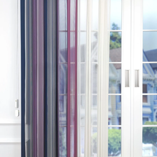 Petrol Mavisi, Mor ve Gül Kurusu Renkli Çizgili Dikey Tül Perde DT_33_23_21_02 - Görsel 5