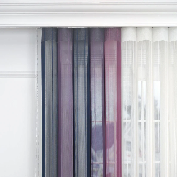 Petrol Mavisi, Mor ve Gül Kurusu Renkli Çizgili Dikey Tül Perde DT_33_23_21_02 - Görsel 6