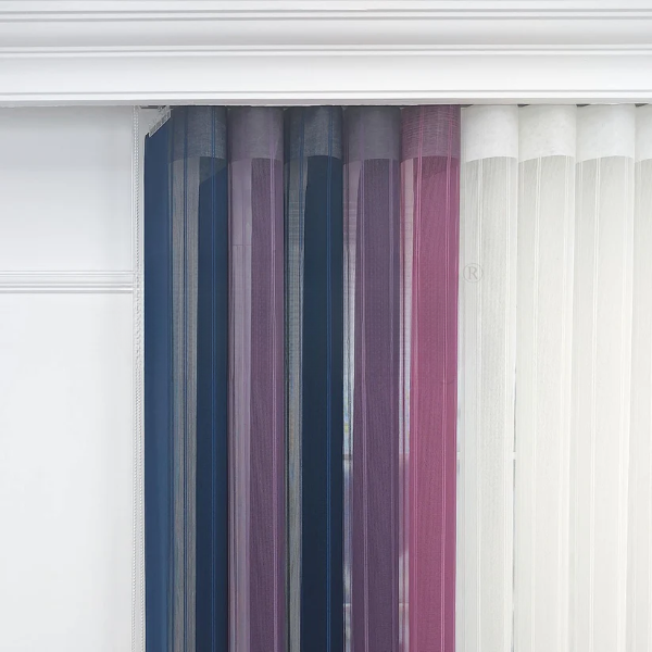 Petrol Mavisi, Mor ve Gül Kurusu Renkli Çizgili Dikey Tül Perde DT_33_23_21_02 - Görsel 7