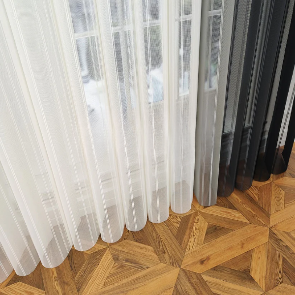 Siyah, Antrasit ve Açık Gri Renkli Çizgili Dikey Tül Perde DT_07_43_12_02 - Görsel 11