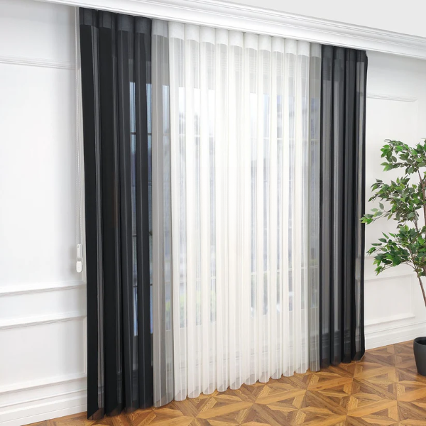 Siyah, Antrasit ve Açık Gri Renkli Çizgili Dikey Tül Perde DT_07_43_12_02 - Görsel 12