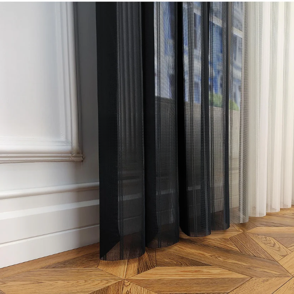 Siyah, Antrasit ve Açık Gri Renkli Çizgili Dikey Tül Perde DT_07_43_12_02 - Görsel 9