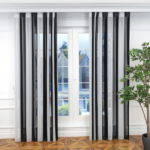 Siyah ve Beyaz Çizgili Dikey Tül Perde DT_07_01 - Görsel 2