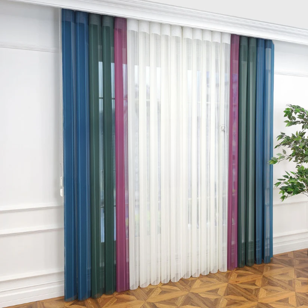 Turkuaz, Kına Yeşili ve Gül Kurusu Renkli Çizgili Dikey Tül Perde DT_32_27_21_02 - Görsel 12