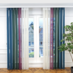 Turkuaz, Kına Yeşili ve Gül Kurusu Renkli Çizgili Dikey Tül Perde DT_32_27_21_02 - Görsel 3