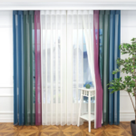 Turkuaz, Kına Yeşili ve Gül Kurusu Renkli Çizgili Dikey Tül Perde DT_32_27_21_02 - Görsel 4