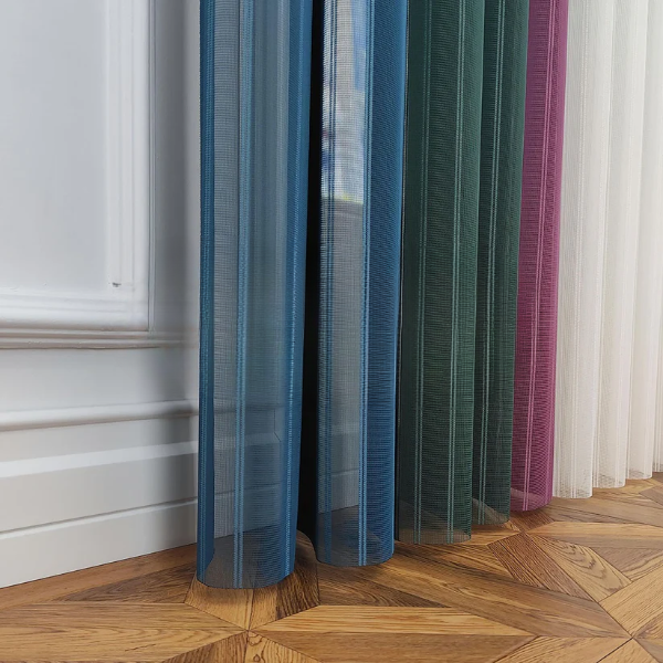 Turkuaz, Kına Yeşili ve Gül Kurusu Renkli Çizgili Dikey Tül Perde DT_32_27_21_02 - Görsel 9