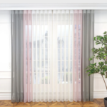 Yavru Ağzı ve Açık Gri Renkli Çizgili Dikey Tül Perde DT_05_12_02