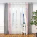 Yavru Ağzı ve Açık Gri Renkli Çizgili Dikey Tül Perde DT_05_12_02 - Görsel 4