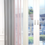 Yavru Ağzı ve Açık Gri Renkli Çizgili Dikey Tül Perde DT_05_12_02 - Görsel 5