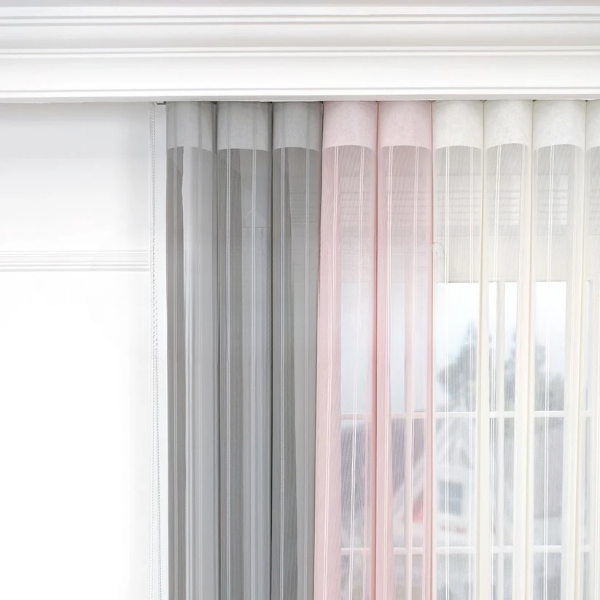 Yavru Ağzı ve Açık Gri Renkli Çizgili Dikey Tül Perde DT_05_12_02 - Görsel 6