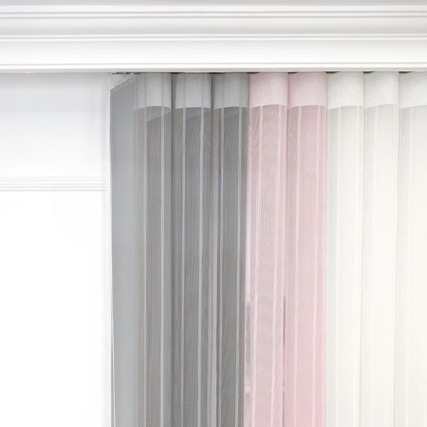 Yavru Ağzı ve Açık Gri Renkli Çizgili Dikey Tül Perde DT_05_12_02 - Görsel 7