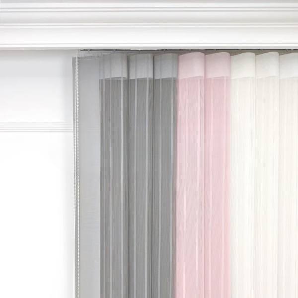 Yavru Ağzı ve Açık Gri Renkli Çizgili Dikey Tül Perde DT_05_12_02 - Görsel 8