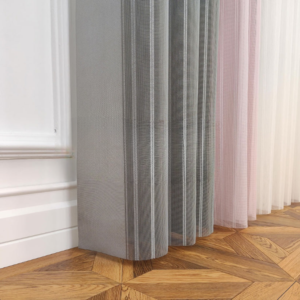Yavru Ağzı ve Açık Gri Renkli Çizgili Dikey Tül Perde DT_05_12_02 - Görsel 10